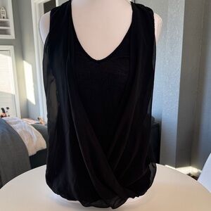 Elegant Black Banana Republic Chiffon Overlay Top